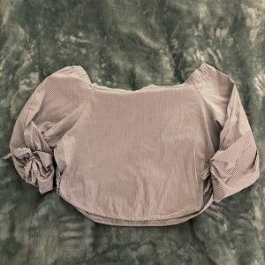 Kimchi Blue Off the Shoulder Tie Sleeve Stripe Top